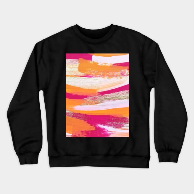 Abstract Pink and Orange Paint Pattern Crewneck Sweatshirt by thcreations1